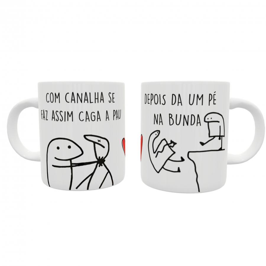 Caneca Porcelana personalizada Xícara Flork Meme divertida Bonecos