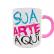 Caneca Xícara Personalizada Porcelana Alça e Interior Coloridos