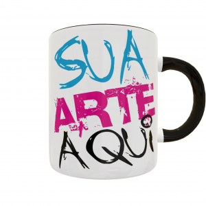 Caneca Xícara Personalizada Porcelana Alça e Interior Coloridos Porcelana  4/0 - Frente Colorida e interior Branco  Brilho Caixinha Para Presente Grátis