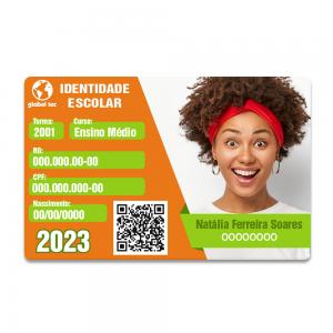 Carteirinha de Membros para Escolas Clubes e Igrejas Impressão Frente e Verso Colorida PVC 0,76 mm 85 x 55 mm 4/4 - frente e verso colorido Película cristal Brilho Cantos arredondados Código de Barras code 128